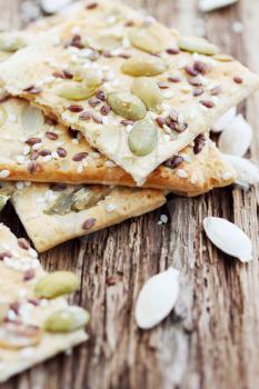 Cookies with pumpkin seeds, flax and sesame seeds