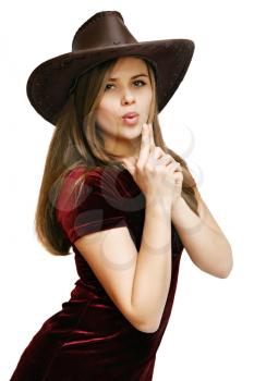 Young beautiful woman in a cowboy hat
