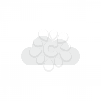 Flat design style vector illustration of grey cloud symbol icon on white background.
