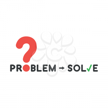 Vector illustration icon concept of problem word with keyhole and solve word with check mark.