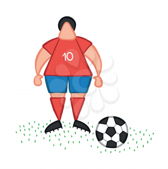 Vector illustration cartoon soccer player man standing with soccer ball.