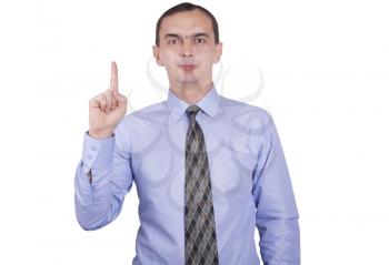 Businessman with a raised finger up.