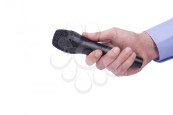 Hand with microphone.