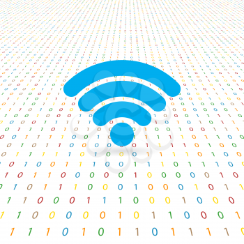 Symbol of network wifi on a digital background. Vector illustration .