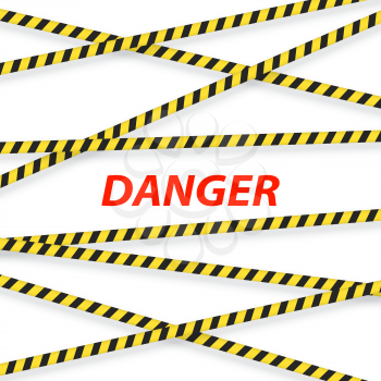 Police tape and inscription danger on a white background. Vector illustration .