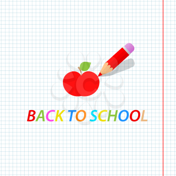 Pencil draws an apple. Back to school. Vector illustration .