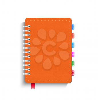 Leather notebook isolated on the white. Vector illustration