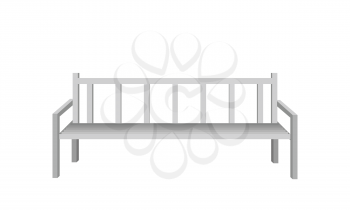 Metal park bench. Silver metal bench icon. One isolated outdoor bench. City object in flat. Simple drawing. Isolated vector illustration on white background.