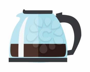 Coffee pot isolated on white background. Teapot for brewing and pouring tea. Make pause in the office work. Refreshing drink. Part of series of daily routine of the week. Vector illustration.