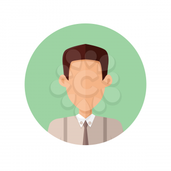 Young man private avatar icon. Young brunette man in gray shirt and tie. Social networks business private users avatar pictogram. Isolated vector illustration on white background.
