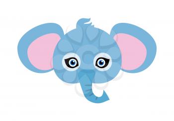 Elephant carnival mask vector illustration in flat style. Big grey animal with large ears. Funny childish masquerade mask isolated on white. New Year masque for festivals, holiday dress code for kids