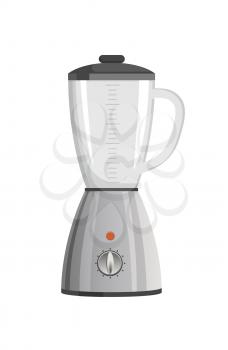 Modern powerful blender with speed regulation and capacious vessel with black top. Electric appliance to blend food isolated vector illustration.