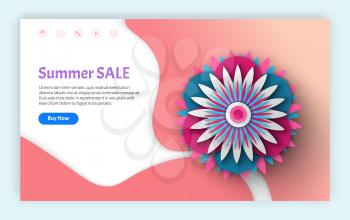 Summer sale and special discounts vector, information about proposition and details, advertisement and blossom of flower, botanical elements. Website or webpage template, landing page flat style
