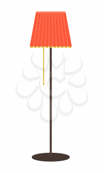 Floor lamp produce lighting from electricity. Set of furniture and decor for apartment or house. Cozy home interior for living or drawing room, object isolated on white vector illustration torchere