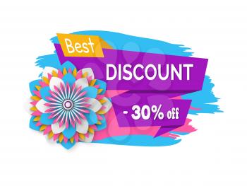 Spring decor flower and sale vector, best price springtime discount and floral decoration, shopping with lowered prices, special offer of shops isolated