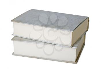 two thick books with gray cover isolated on white