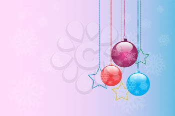 Royalty Free Clipart Image of a Christmas Background With Ornaments and Stars