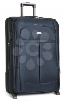 large dark blue suitcase isolated on white. clipping paths