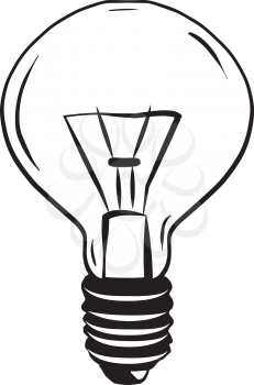 Energy Saving Hand-drawn Light-Bulb shining black and white