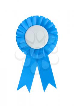 Award ribbon isolated on a white background, light blue