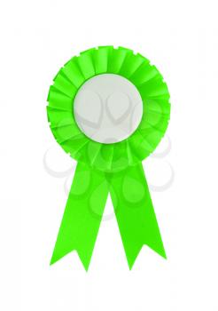 Award ribbon isolated on a white background, green