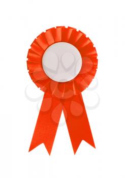 Award ribbon isolated on a white background, orange