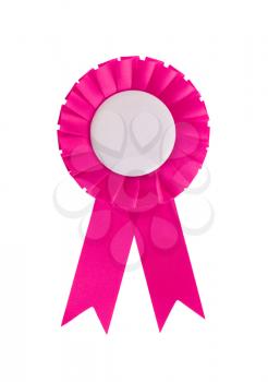 Award ribbon isolated on a white background, pink