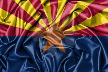 Satin flag, three dimensional render, flag of Arizona