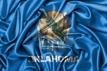 Satin flag, three dimensional render, flag of Oklahoma