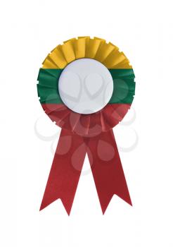 Award ribbon isolated on a white background, Lithuania