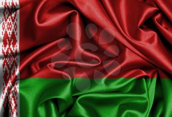 Satin flag, three dimensional render, flag of Belarus
