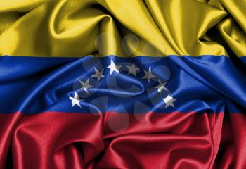 Satin flag, three dimensional render, flag of Venezuela