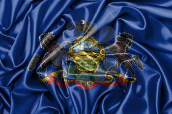 Satin flag, three dimensional render, flag of Pennsylvania