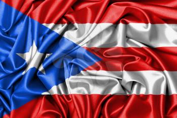 Satin flag, three dimensional render, flag of Puerto Rico
