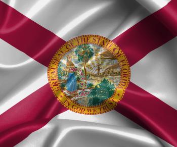 Satin flag, three dimensional render, flag of Florida