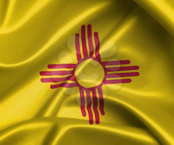 Satin flag, three dimensional render, flag of New Mexico