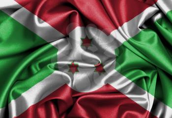 Satin flag, three dimensional render, flag of Burundi