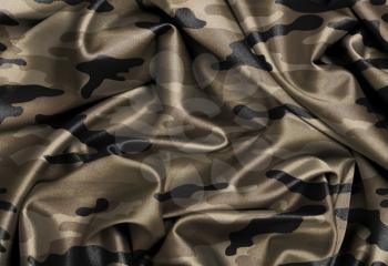 Satin flag, three dimensional render, army camouflage