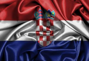 Satin flag, three dimensional render, flag of Croatia
