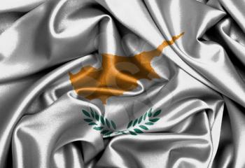 Satin flag, three dimensional render, flag of Cyprus