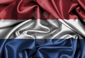 Satin flag, three dimensional render, flag of the Netherlands