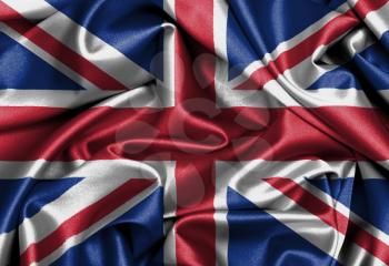 Satin flag, three dimensional render, flag of the United Kingdom