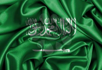 Satin flag, three dimensional render, flag of Saudi Arabia