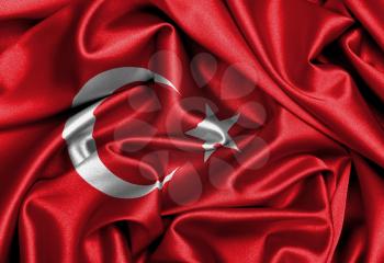 Satin flag, three dimensional render, flag of Turkey