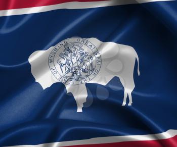 Satin flag, three dimensional render, flag of Wyoming