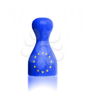 Wooden pawn with a painting of a flag, European Union