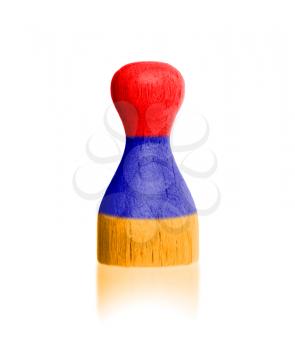 Wooden pawn with a painting of a flag, Armania