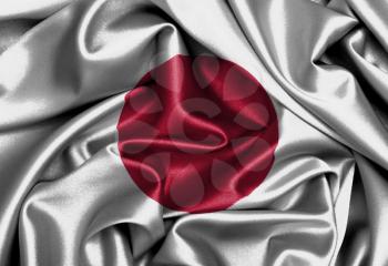 Satin flag, three dimensional render, flag of Japan