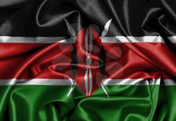 Satin flag, three dimensional render, flag of Kenya