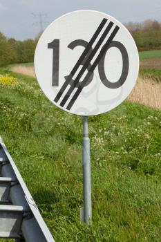 Road sign of the end of the 130kph speed limit